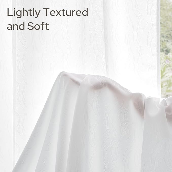 HOMEIDEAS White Semi Sheer Curtains 96 Inches Long, Light Filtering Privacy - Image 7