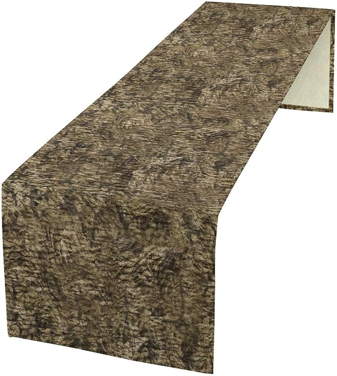 Forest Tree Bark Table Runner, Retro Camo Rustic Country Old Trunk Wood Table by Unknown
