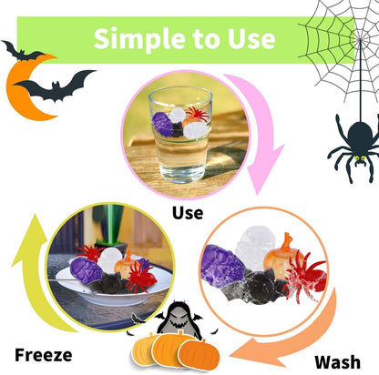 300 Pack Halloween Reusable Ice Cubes for Drinks and Parties, Pumpkin