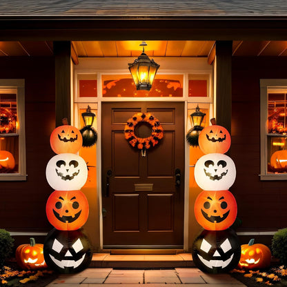 Fourluoo 2 Pcs 4.6 ft Halloween Inflatable Pumpkin Light up Yard Decor