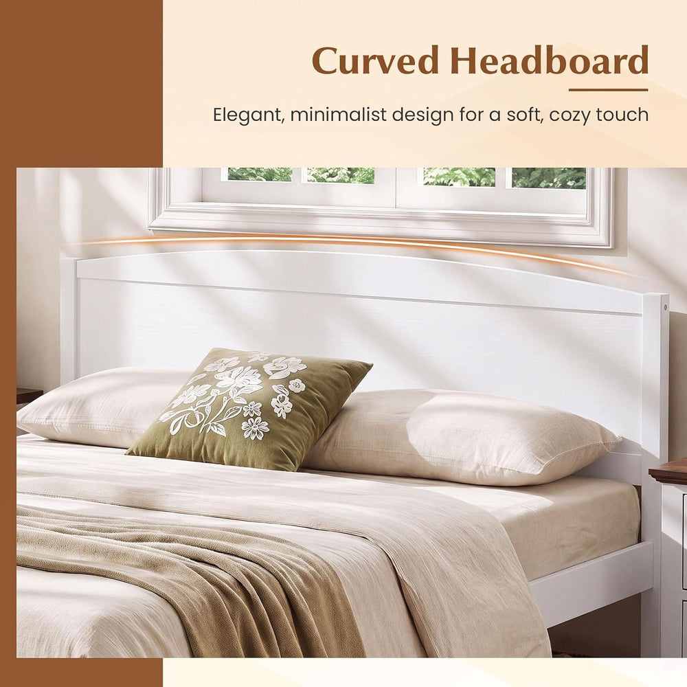 GIANTEX Queen Size Wooden Bed Frame with Curved Headboard