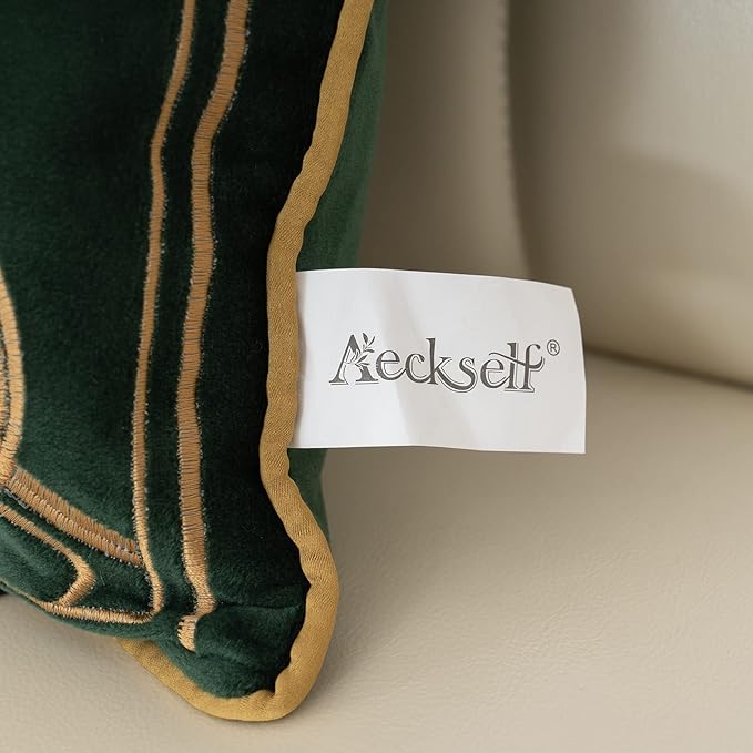 Aeckself European Luxury Velvet Throw Pillow Cover 16 x 16 Inch, Embroidery - Image 6