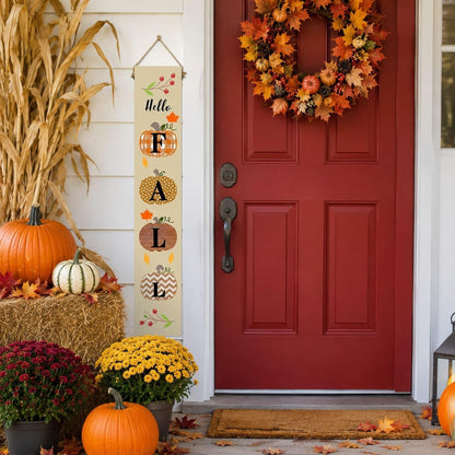 One-Piece Reversible Fall Halloween Porch Sign, Outdoor Decor