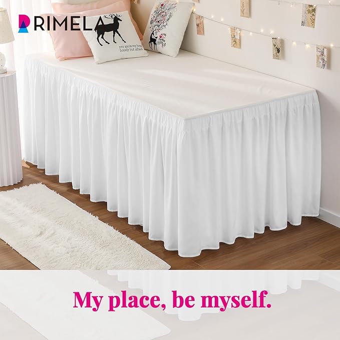 RIMELA Dorm Bed Skirt Twin XL 32 Inch Drop, Bedroom Decor - Image 3