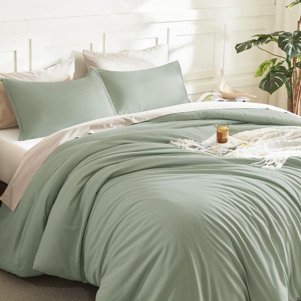 Litanika Queen Comforter Set Sage Green, 3 Pieces Lightweight Solid Bed Set