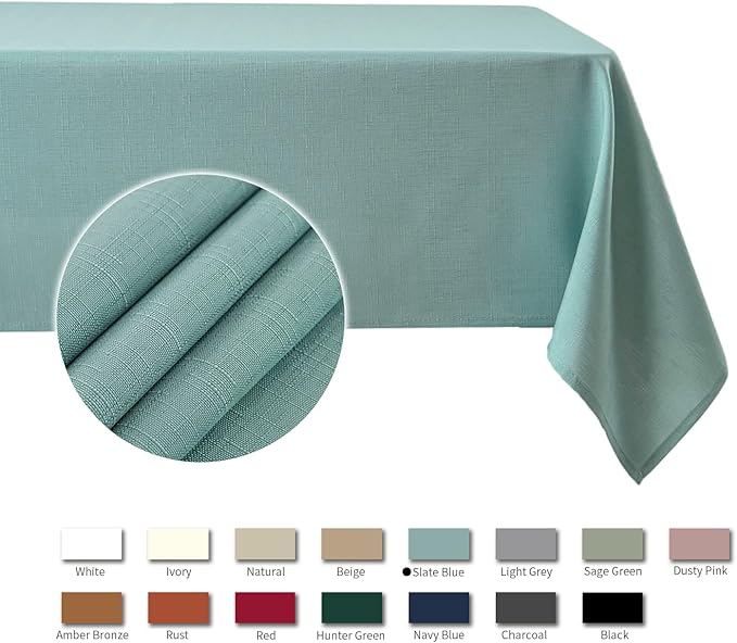 maxmill Square Tablecloth Slubby Texture Stain Resistant Waterproof Wrinkle - Image 4