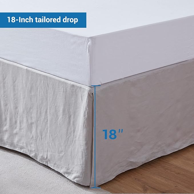 Simple&Opulence Premium Linen Bed Skirt Basic Style 18 inch Tailored Drop Dust - Image 3