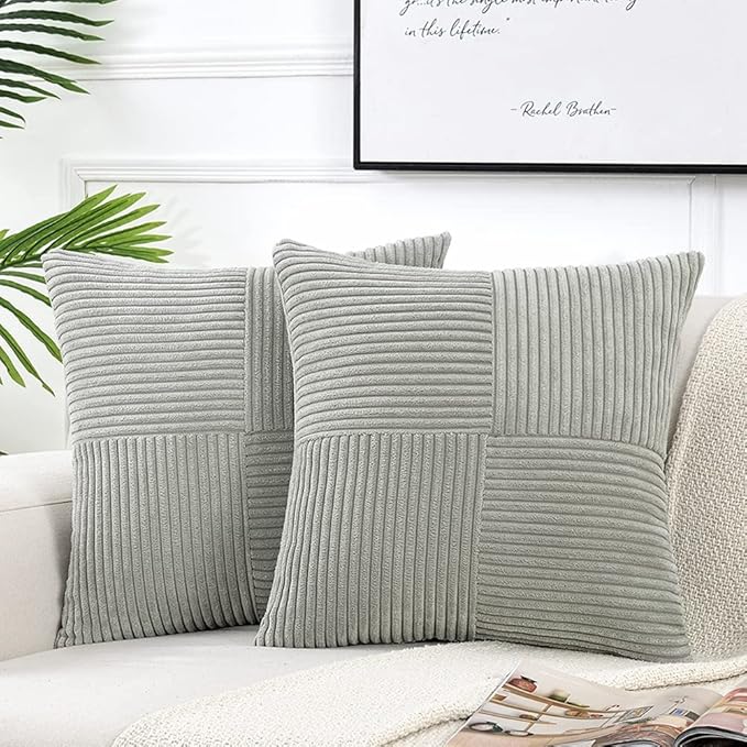 Fancy Homi 2 Packs Grey Samll Decorative Throw Pillow Covers 12x12 Inch by Fancy+Homi