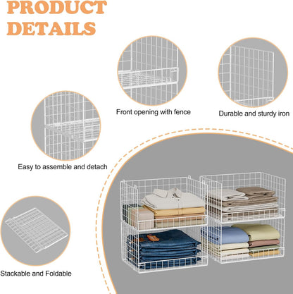 yociyoga 4-tier stackable closet organizers and storage basket, close-up detail
