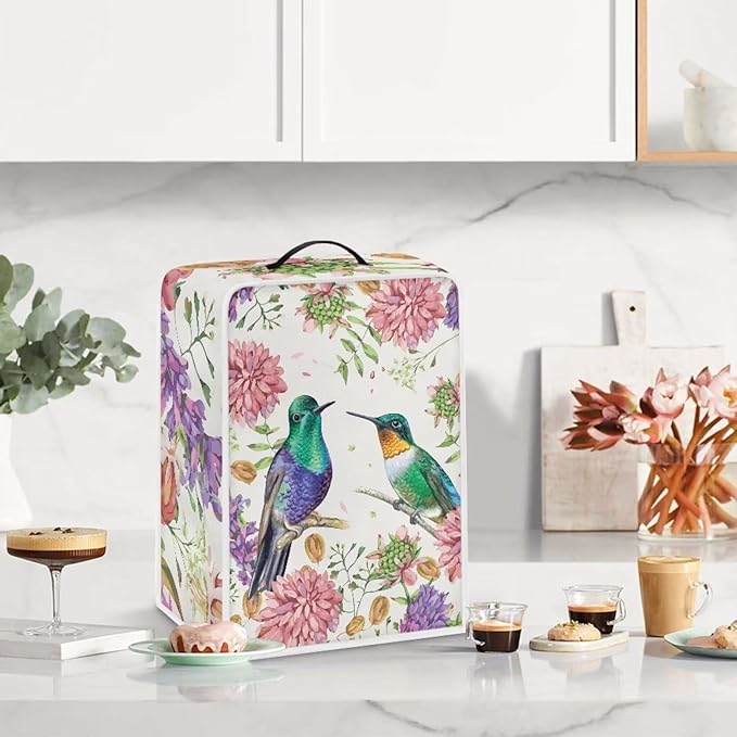 Mumeson Hummingbird Floral Coffee Maker Cover Washable Coffee Machine Cover - Image 2