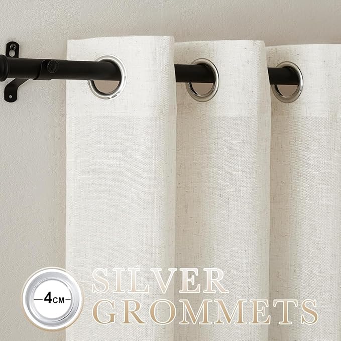 NICETOWN Linen Blend Living Room Curtains 84 inches Long, Grommet Flax Linen - Image 2