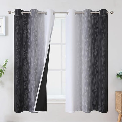 Estelar Textiler Ombre Greyish White and Black Blackout Curtains & Drapes 63 by ESTELARTEXTILER