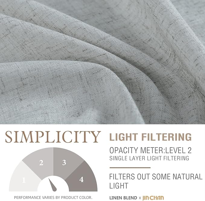 jinchan Grey Kitchen Curtains and Valances Set 3 Pieces Linen Tiers and Valance - Image 5
