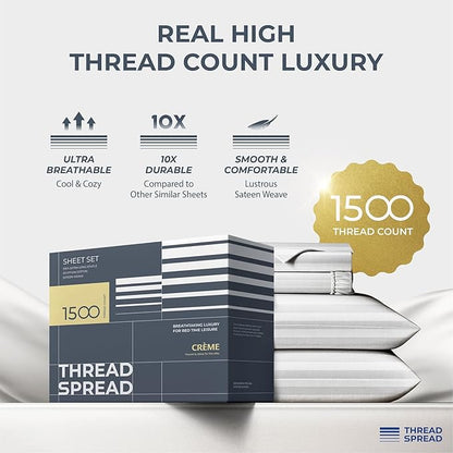 THREAD SPREAD 100% Egyptian Cotton Sheets Queen Size - Image 2