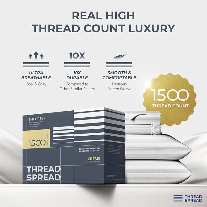 THREAD SPREAD Egyptian Cotton Sheets King Size - Image 2