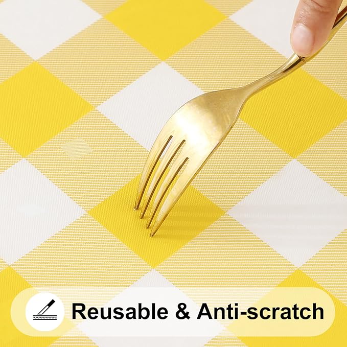Smiry Rectangle Picnic Table Cloth, Elastic Waterproof Fitted Vinyl Tablecloths - Image 7