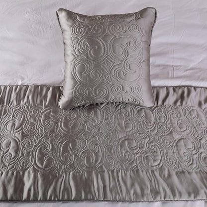 The HomeCentric Handmade Silver CA King 86 x 18 inch Bed Runner Without Pillow - Image 6