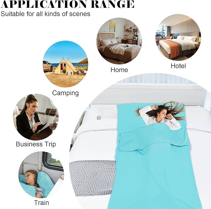 Sleeping Bag Liner, Travel Sheet & Adult Sleep Sack, Camping Sheets Travel - Image 7