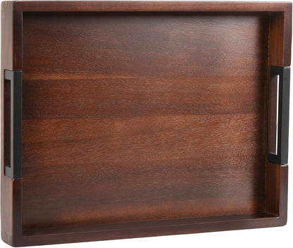 joy&grace acacia wood serving tray with handles 17", main product view