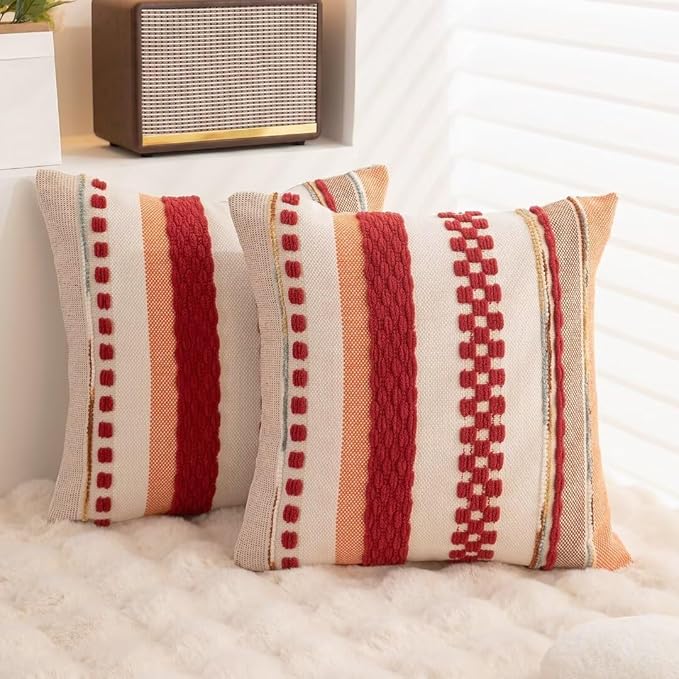 Boho Throw Pillow Covers 18x18 Set of 2 Christmas Decorative Cushion Case - Image 4