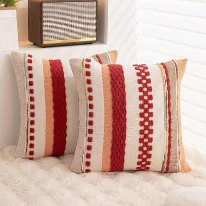 Boho Throw Pillow Covers 18x18 Set of 2 Christmas Decorative Cushion Case - Image 4