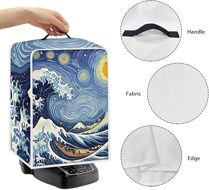 Starry Night Great Wave Print Coffee Maker Covers - Image 5