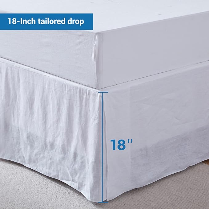Simple&Opulence Premium Linen Bed Skirt Basic Style 18 inch Tailored Drop Dust - Image 3