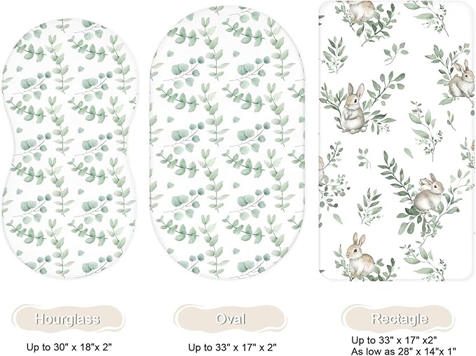 Bassinet Sheets for Baby Girls Boys 2 Pack, Fitted Baby Mattress Sheet for - Image 2