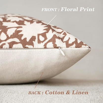 Foindtower Set of 2 Decorative Neutral Floral Throw Pillow Covers Accent - Image 2
