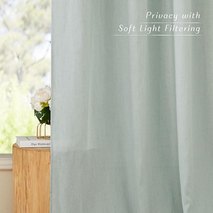 NICETOWN Linen Blend Kitchen Curtains 54 inches Long, Grommet Cafe Curtains & - Image 3