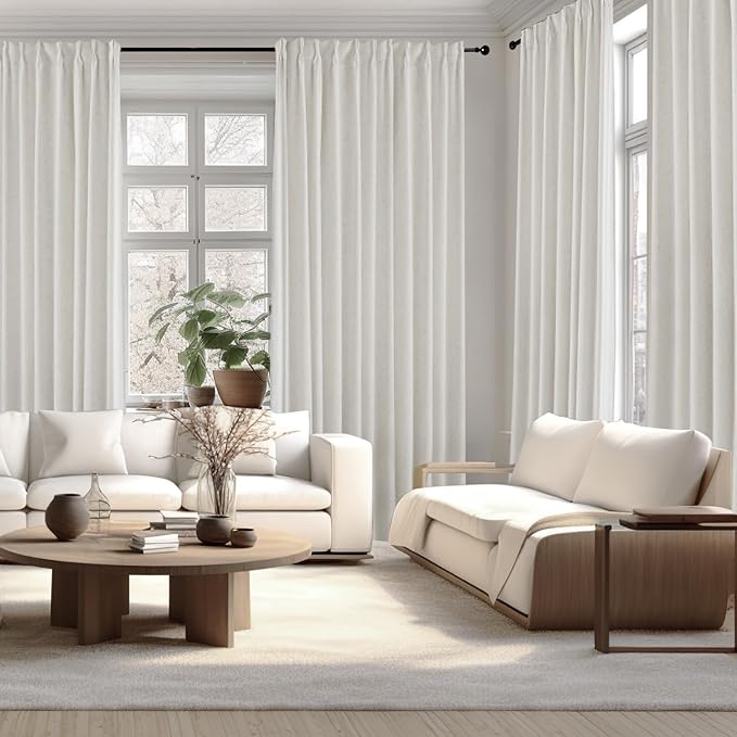 IVAPUPU Natural Pinch Pleated Full Blackout Curtains Linen Blend Room Darkening - Image 7