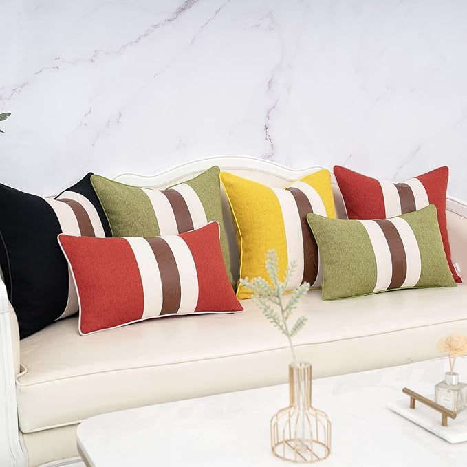 Yangest Patchwork Pillow Cover 12x20 Inch Luxury Cotton and Linen Cushion Cover - Image 7
