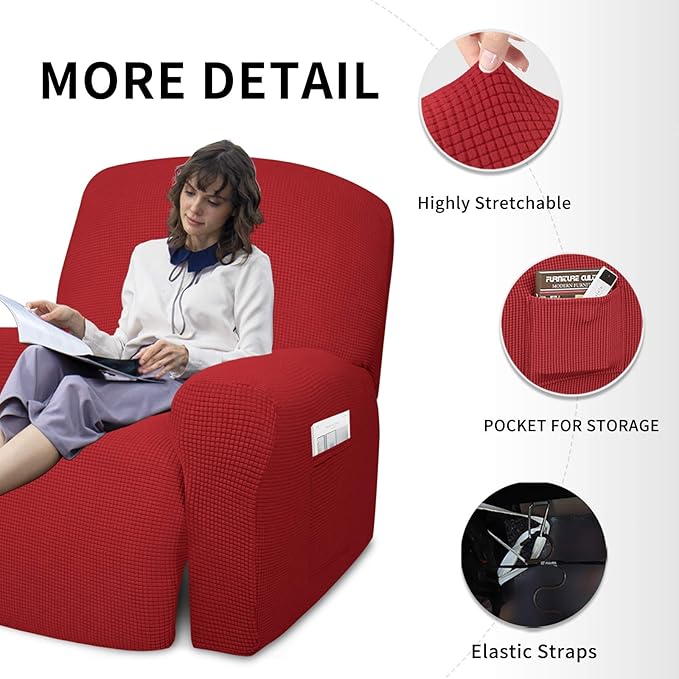 Easy-Going 4 Pieces Oversized Recliner Stretch Sofa Slipcover Sofa Cover - Image 4