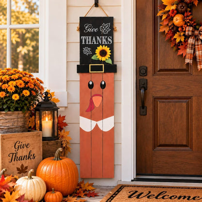 One-Piece Reversible Halloween Thanksgiving Porch Sign