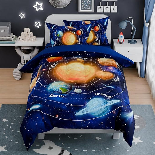 SANDJEST Solar System Comforter Set Full, Ultra Soft Microfiber Bedding Sets by SANDJEST