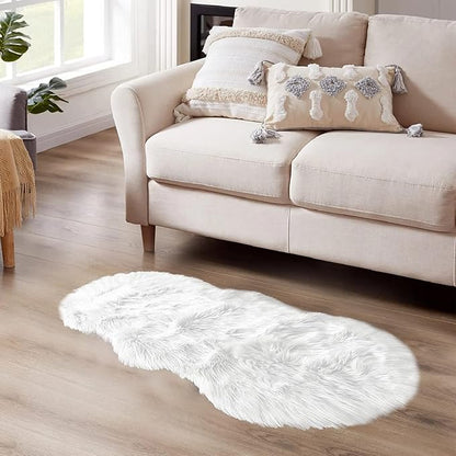 Latepis Faux Sheepskin 2x4 Shag Throw Rugs White Fur Sheep Skin Rug Carpet - Image 2