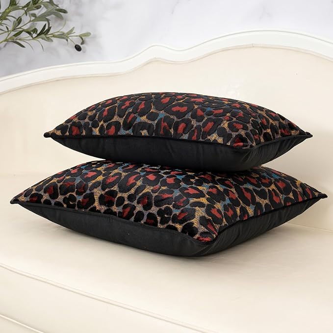 Alerfa Black Floral Throw Pillow Cover 12 x 20 Inch Cut Velvet Rectange Luxury - Image 4