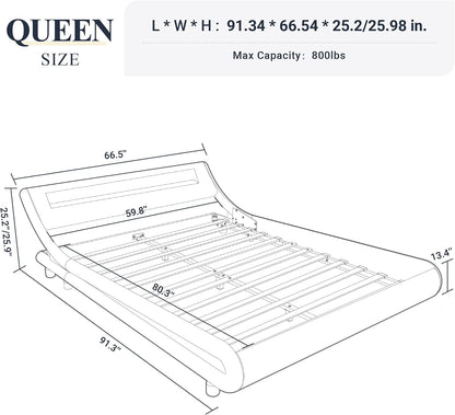 allewie queen size led platform bed frame with shown in use