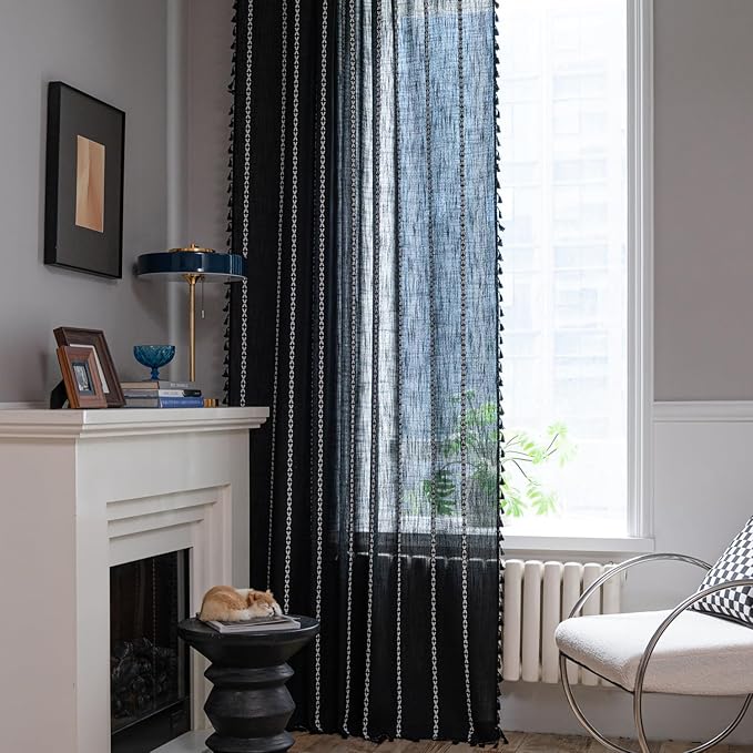 ColorBird Black Curtains Boho Drapes 84 Inches Long - Image 6