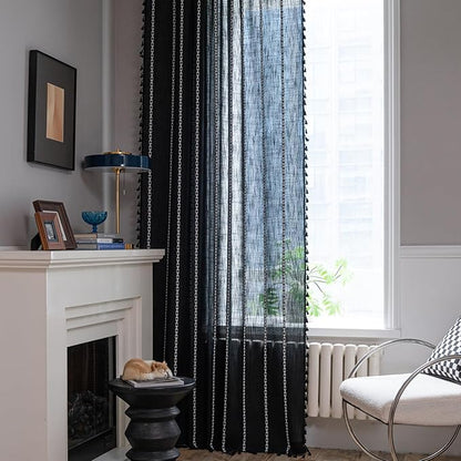 ColorBird Black Curtains Boho Drapes 84 Inches Long - Image 6