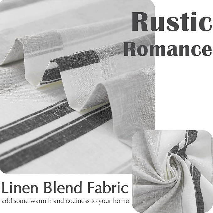 jinchan Striped Valance Farmhouse Window Treatment Linen Textured Drapes - Image 5