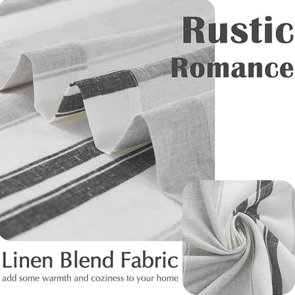 jinchan Striped Valance Farmhouse Window Treatment Linen Textured Drapes - Image 5