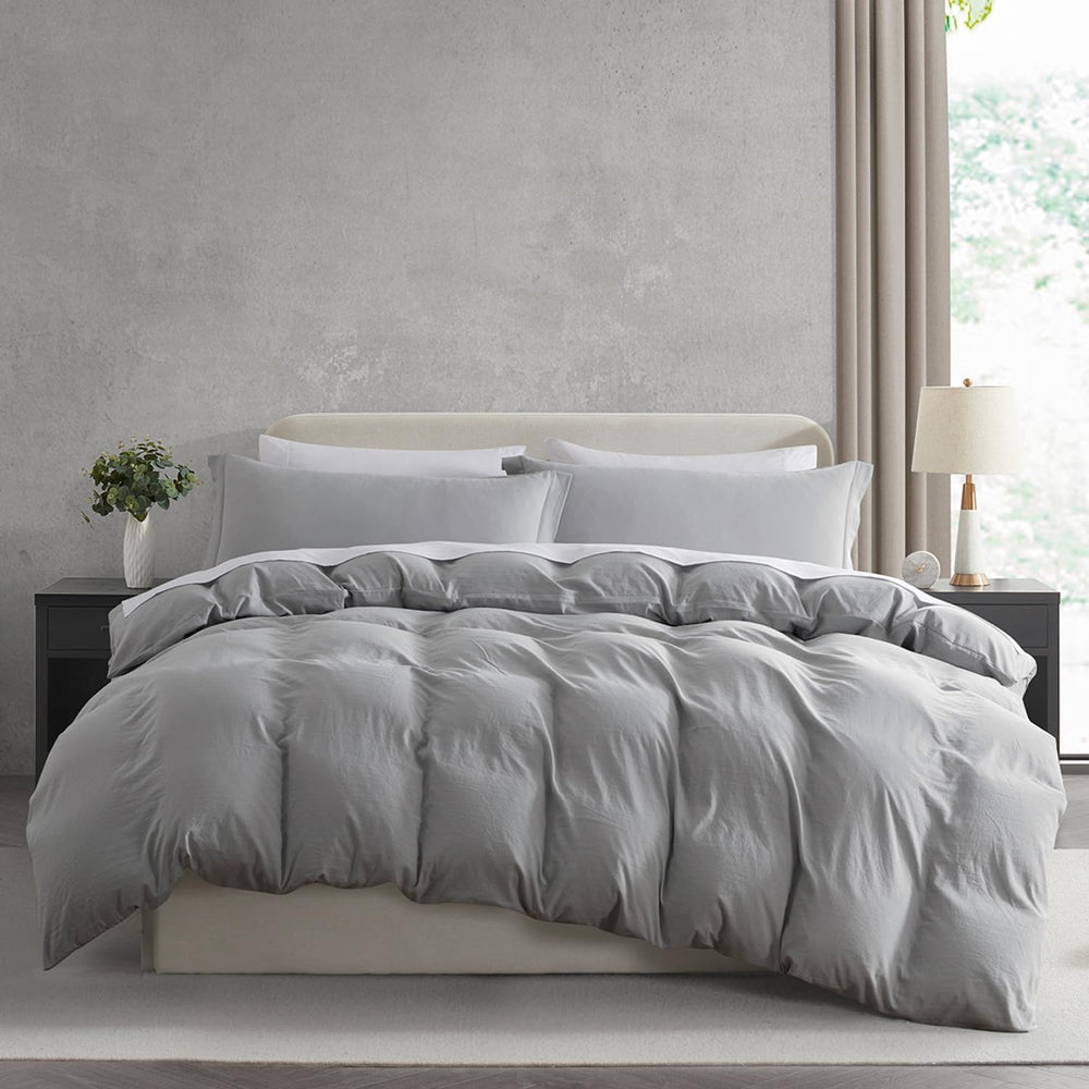 Nestl Light Grey Duvet Cover King Size - Soft Double Brushed King Duvet Cover...