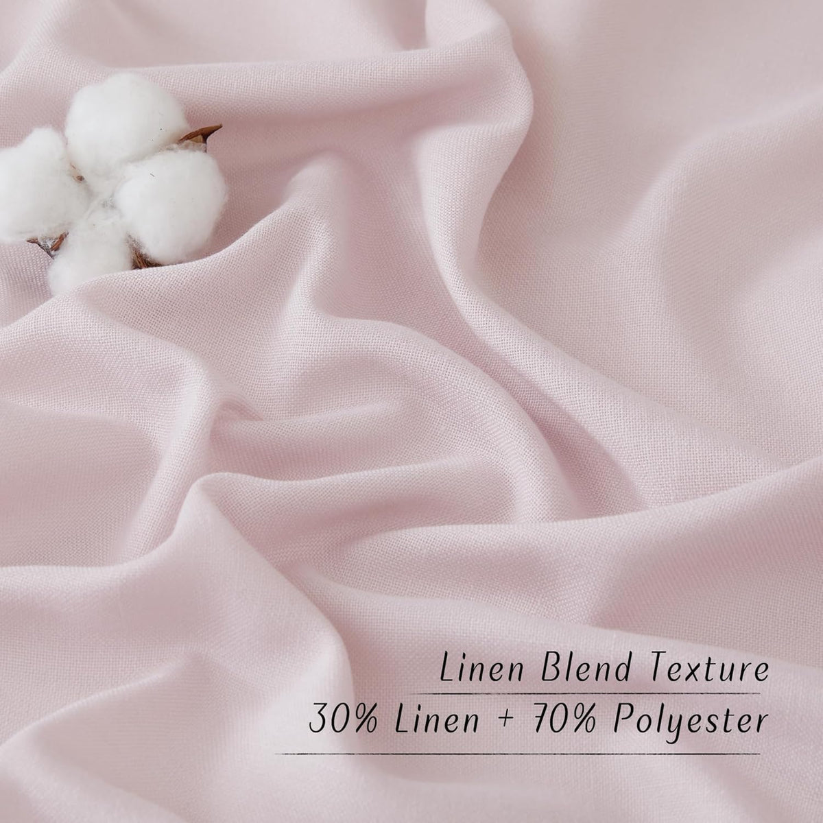 nicetown blush pink linen curtains for kitchen, thick, side view