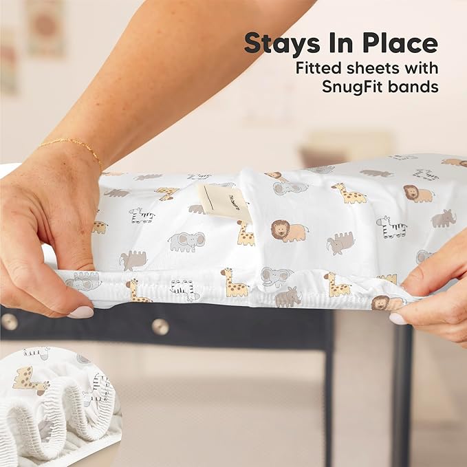 2-Pack Waterproof Pack and Play Sheets, Mini Crib Sheets Fitted - Image 6
