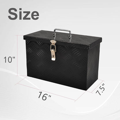 16'' inch aluminum truck bed tool box black(16"x7.5"x10") shown in use