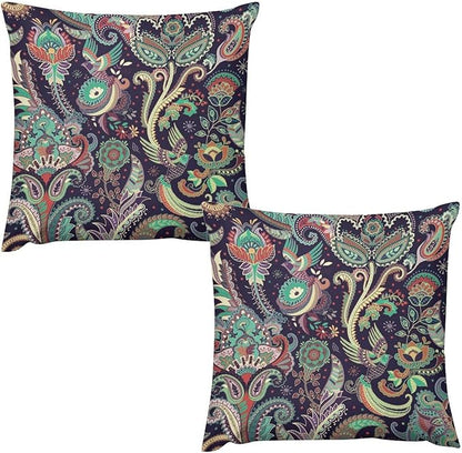 Boho Pillowcases Beautiful Floral Patterns in Traditional Geometric Ethnic Style by AuiMzoo