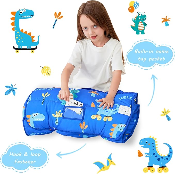 Toddler Nap Mat with Pillow and Blanket, Extra Large Rolled Napping Mats - Image 4