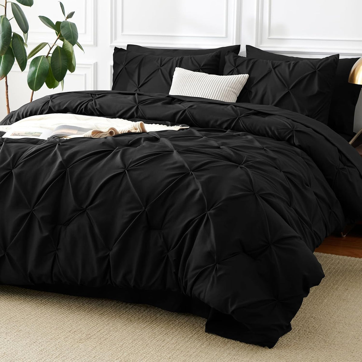 cozylux full size comforter sets black, 7 pieces, main product view