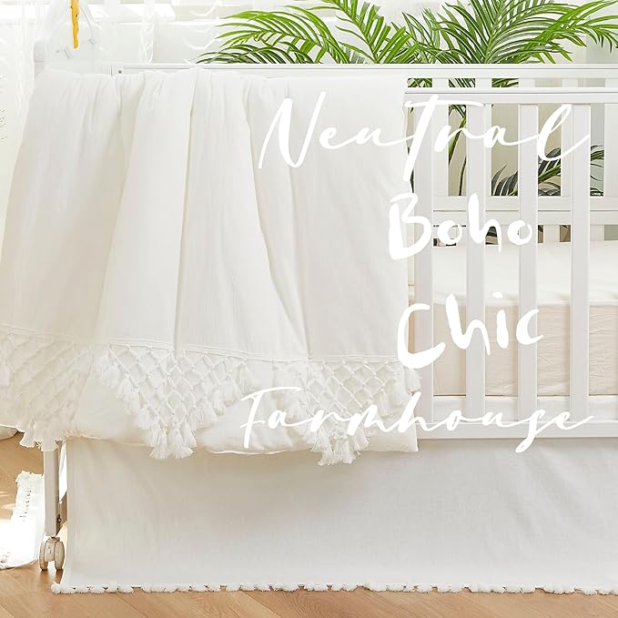 Brandream Boho Bohemian Girl Boy Baby Nursery Crib Bed Skirt Dust Ruffle - Image 2